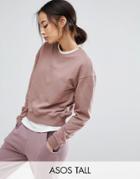 Asos Tall Cropped Boyfriend Sweat - Pink
