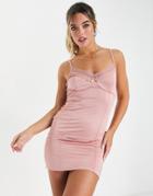 Miss Selfridge Satin Lace Trim Cami Mini Dress In Pink