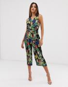 Ax Paris Floral Wrap Jumpsuit-multi