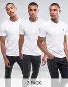 Abercrombie & Fitch 3pack Henley Muscle Slim Fit T-shirt In White - White