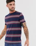 Jack & Jones Premium Stripe T-shirt In Navy - Navy