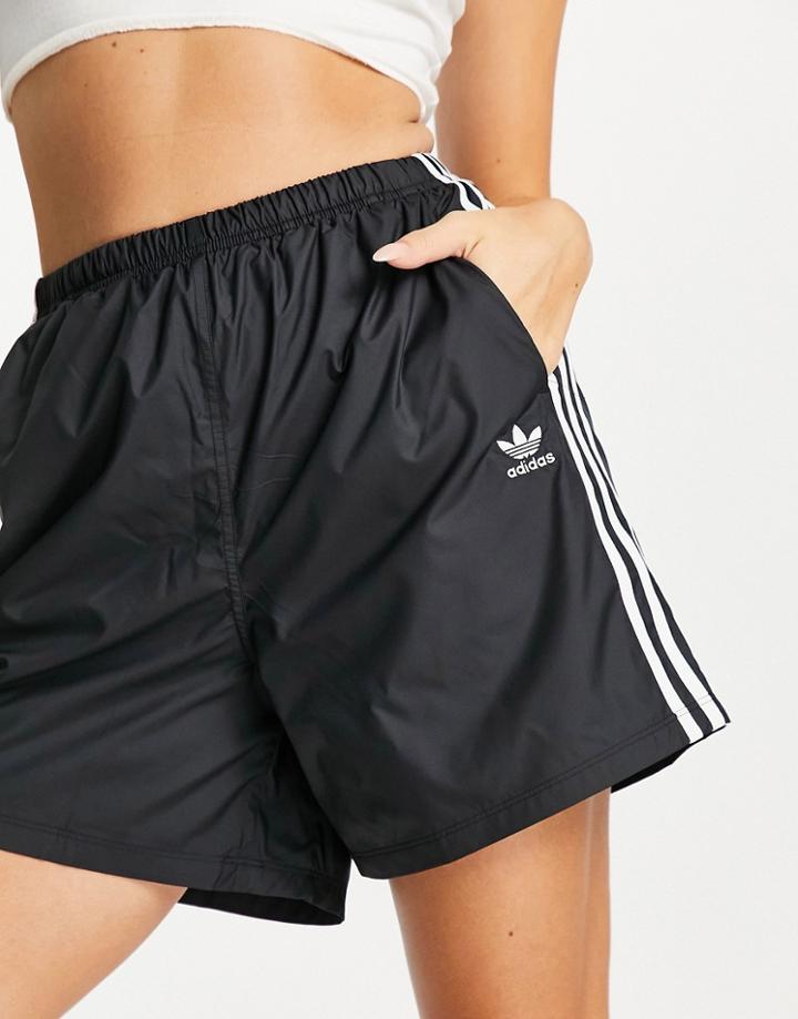 Adidas Originals Adicolor 3-stripes Long Length Shorts In Black