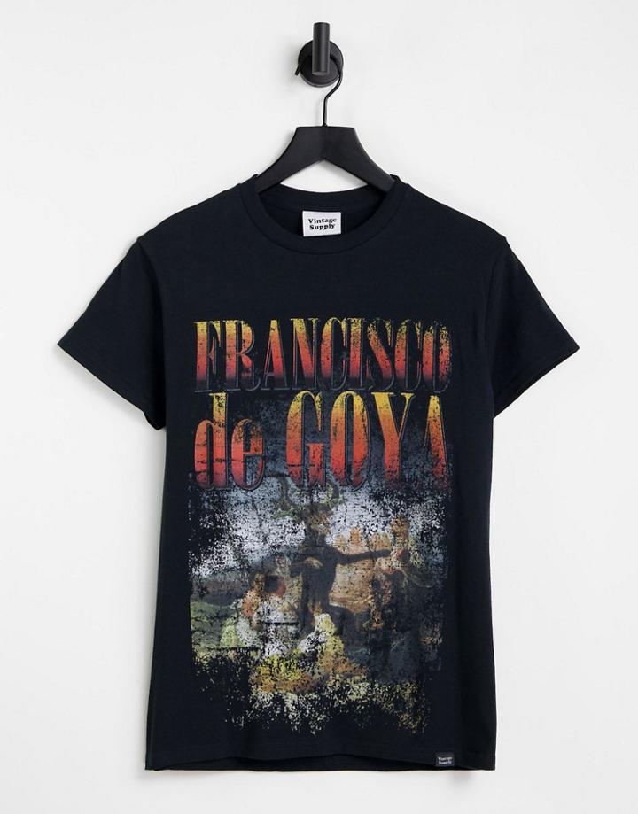 Vintage Supply T-shirt In Black With Francisco De Goya Print