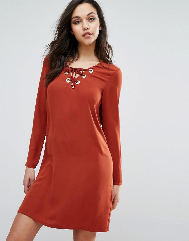 Supertrash Dambi Tie Up Detail Dress - Red