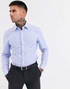 Asos Design Slim Fit Stripe Shirt In Blue