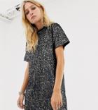 Milk It Vintage T-shirt Dress In Rainbow Foil Print - Black