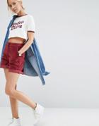Asos Cord Tailored Short In Oxblood - Red