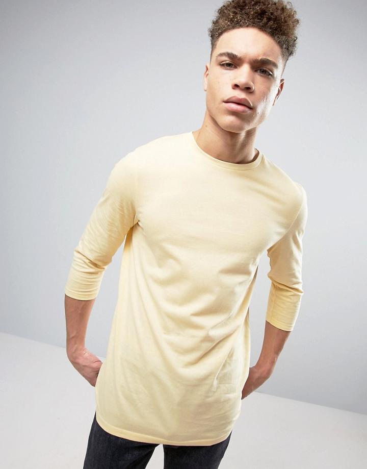 Asos Oversized 3/4 Sleeve T-shirt - Yellow