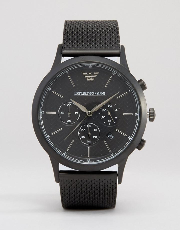 Emporio Armani Chronograph Mesh Watch In Black Ar2498 - Black