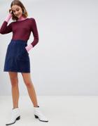 Warehouse Cord Mini Skirt In Navy - Navy