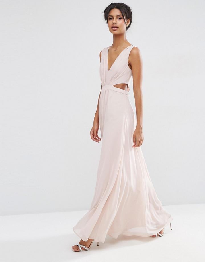 Asos Side Cutout Maxi Dress - Pink