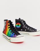 Converse Pride Chuck '70 Hi Rainbow Black Glitter Sneakers-multi
