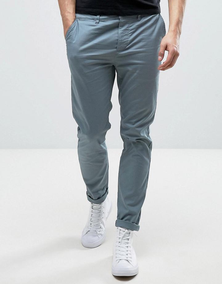 Asos Slim Chinos In Teal - Blue