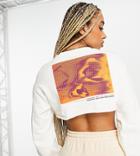 Asyou Crop Sweat With Graphic In Ecru - Part Of A Set-white