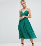 Asos Petite Lace Cami Midi Prom Dress - Green