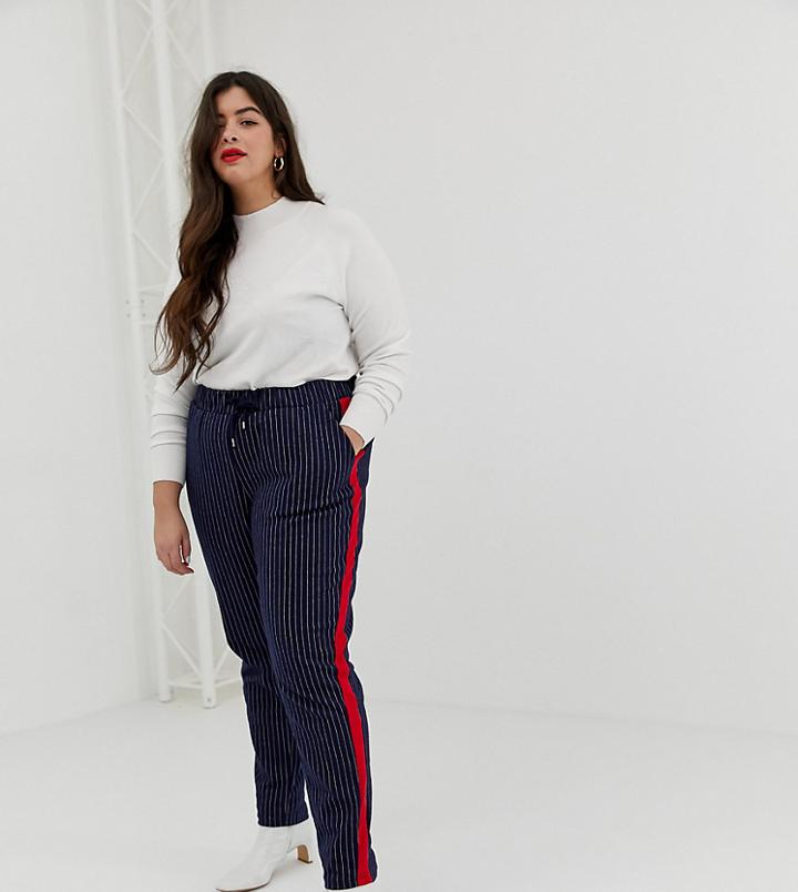Junarose Pinstripe Pants With Side Stripe - Navy