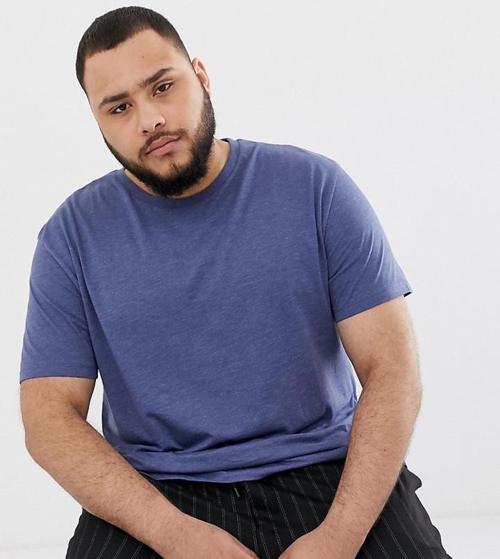 Asos Design Plus Relaxed Fit T-shirt With Crew Neck In Blue