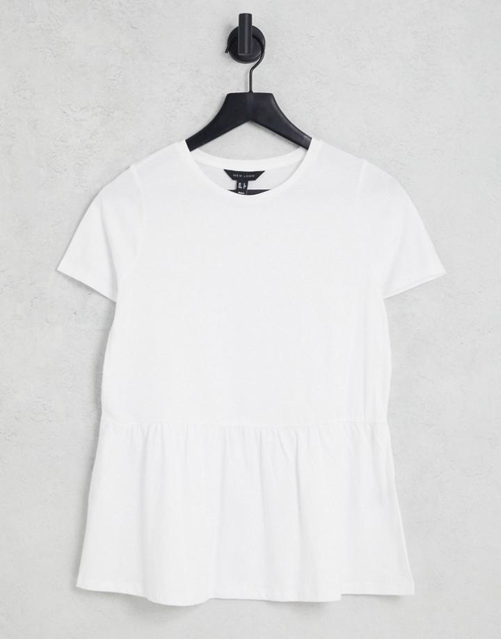 New Look Peplum Tee In White