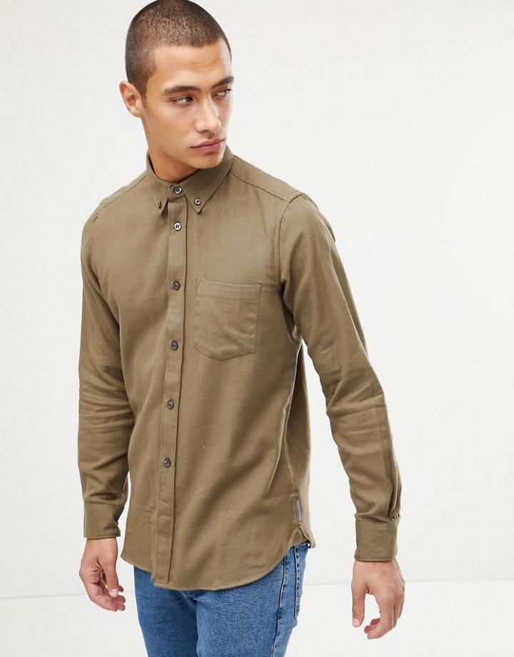 French Connection Plain Flannel Shirt-green