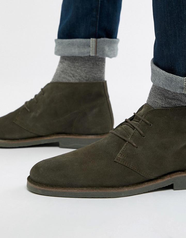 Selected Homme Suede Desert Boots - Green