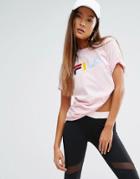 Fila Relaxed Boyfriend T-shirt With Multi Color Logo - Pink