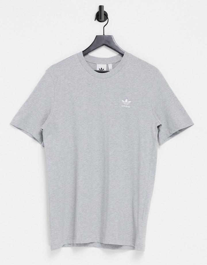 Adidas Originals Essentials Shorts In Gray Heather With Small Logo-grey