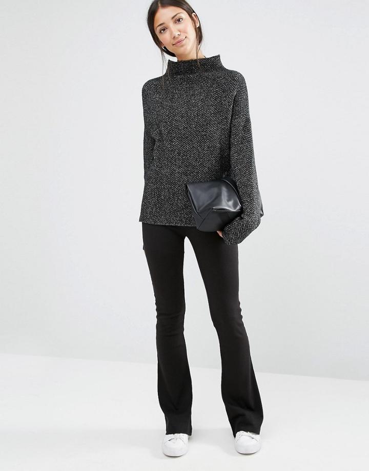 Vila Skinny Ribbed Trousers - Black
