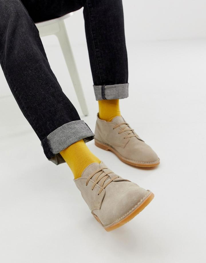 Selected Homme Suede Desert Boots In Beige - Beige