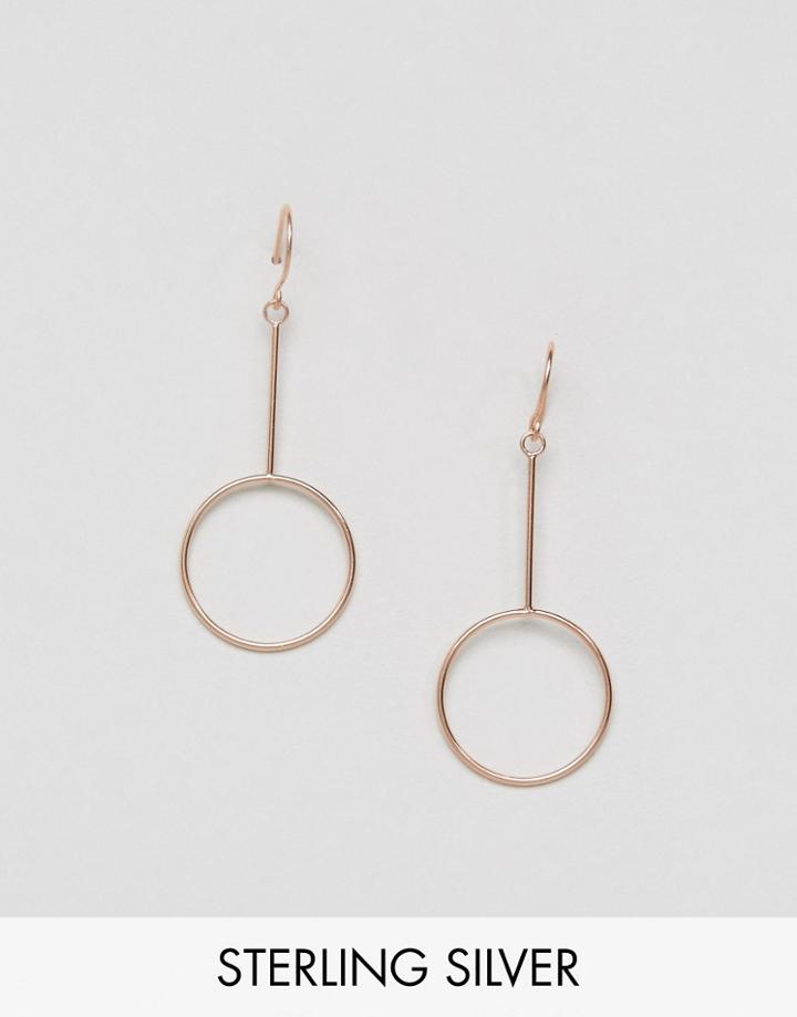 Asos Rose Gold Plated Sterling Silver Circle Drop Earrings - Copper
