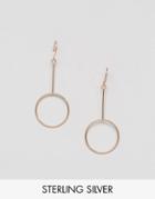 Asos Rose Gold Plated Sterling Silver Circle Drop Earrings - Copper