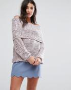 Lavand Bardot Chunky Knit Sweater - Pink
