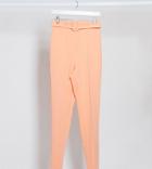 Asos Design Tall High Waist Belted Cigarette Pants In Pastel Pop-pink