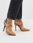 New Look Buckle Point Heel In Camel - Tan