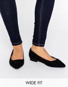 Asos Lacey Wide Fit Pointed Ballet Flats - Black