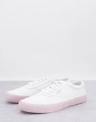 Asos Design Canvas Sneakers In White With Contrast Sole