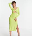 I Saw It First Petite Bralette Midi Dress In Lime-green