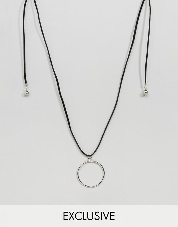 Reclaimed Vintage Inspired Ring Wrap Around Bolo Necklace - Black