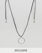 Reclaimed Vintage Inspired Ring Wrap Around Bolo Necklace - Black