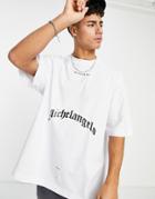 Topman Extreme Oversized T-shirt With Michelangelo Front And Back Letter Print White