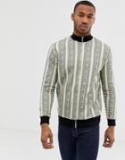 Asos Design Jersey Track Jacket With All Over Stripe Design-white