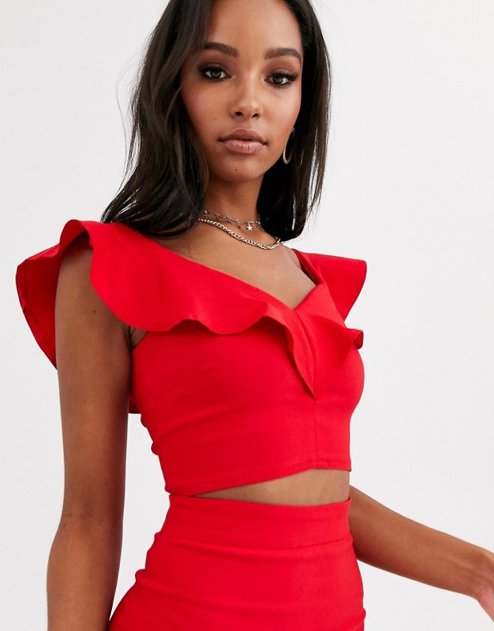 Vesper Sweetheart Neckline Crop Top Two-piece In Red