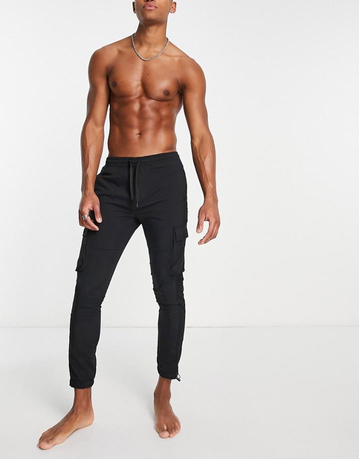 Brave Soul Mesh Cargo Pants In Black