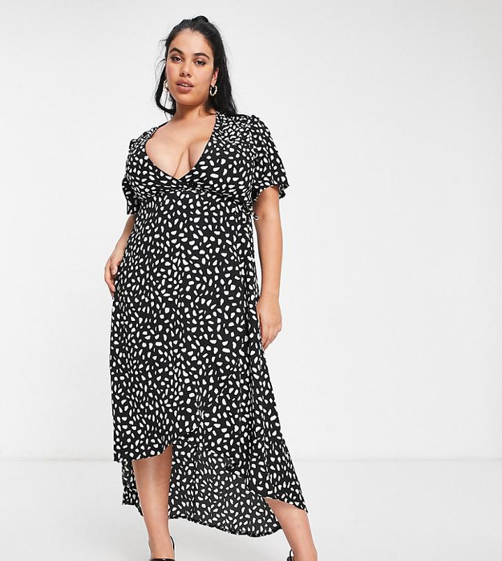Missguided Plus Midi Dress With High Low Hem In Black
