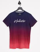 Hollister Core Tech Ombre T-shirt With Logo In Burgundy-red