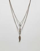 Asos Layered Necklace With Mixed Pendants And Finishes - Multi