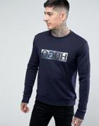 Hugo By Hugo Boss Dicagos Crew Neck Reverse Logo Sweat - Navy