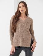 4th & Reckless Tie Detail Sweater In Camel-neutral