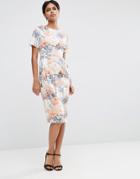 Asos Wiggle Dress In Wallpaper Floral Print - Multi