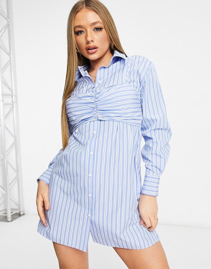 Asos Design Stripe Mini Shirt Dress With Crop Top-multi