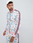 Boohooman Track Jacket Two-piece In Pink Floral Print - Pink